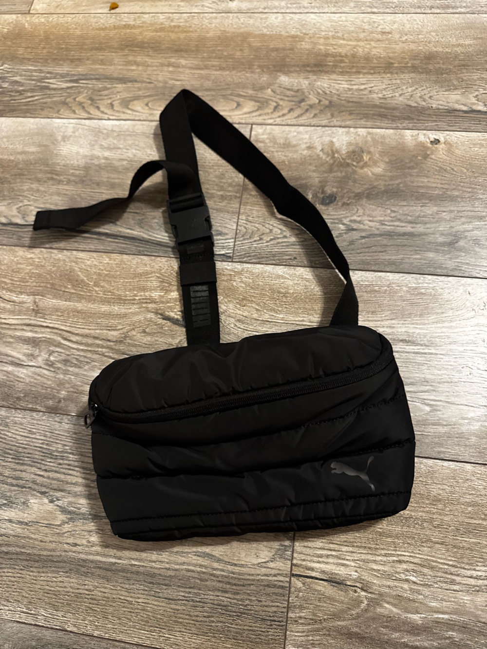 Puma Black Quilted Belt Bag with Logo